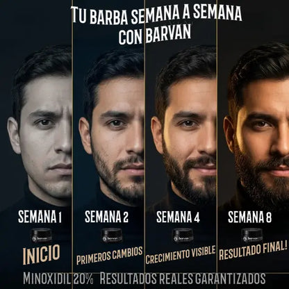 BARVAN — Bálsamo de Barba con Minoxidil 20% para cerrar huecos. Resultados desde la semana 4.