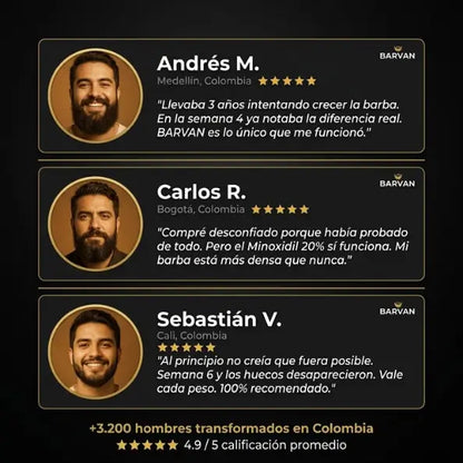 BARVAN — Bálsamo de Barba con Minoxidil 20% para cerrar huecos. Resultados desde la semana 4.