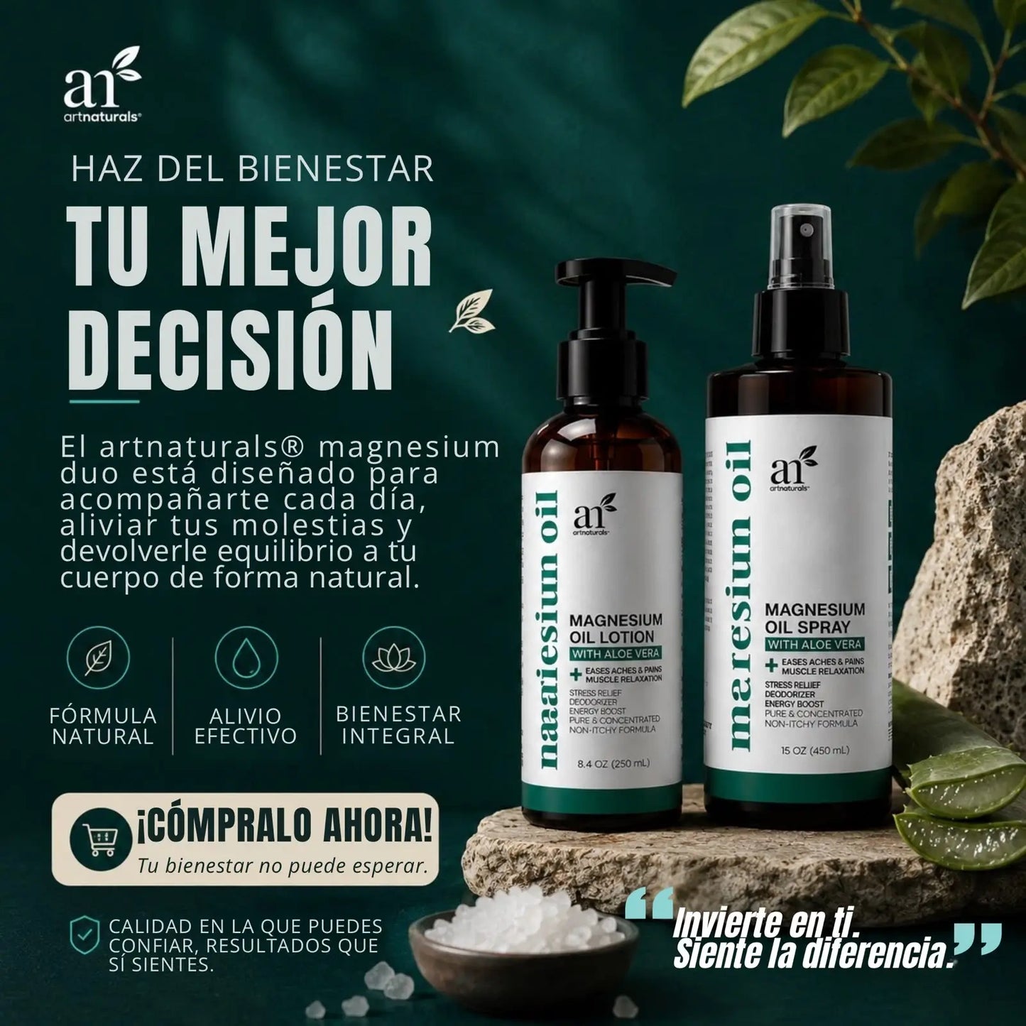 Aceite de Magnesio Artnaturals — Ritual de Noche | Spray + Loción
