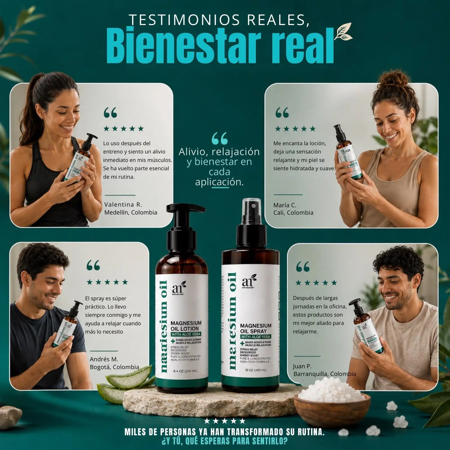 Aceite de Magnesio Artnaturals — Ritual de Noche | Spray + Loción